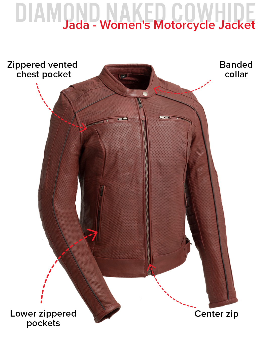 First Manufacturing Co Jada Women's Perforated Motorcycle Leather Jacket