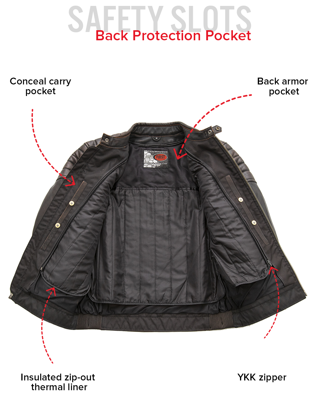 First Manufacturing Co. Crusader Men's Motorcycle Leather Jacket