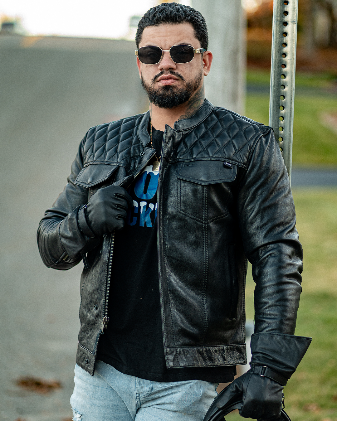 First Manufacturing Co. Cinder Men's Cafe Style Leather Jacket