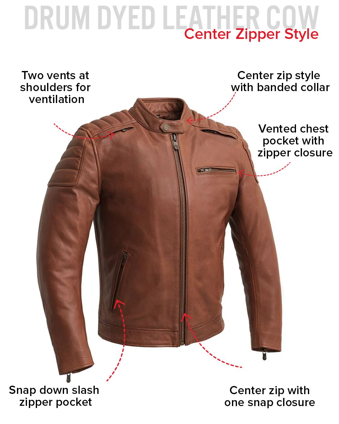 First Manufacturing Co. Crusader Men's Motorcycle Leather Jacket