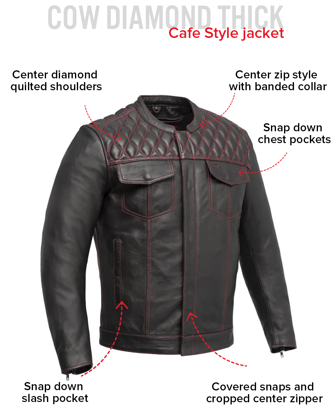 First Manufacturing Co. Cinder Men's Cafe Style Leather Jacket