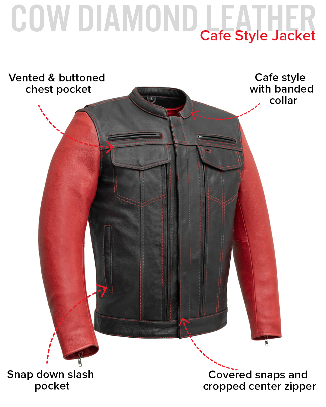First Manufacturing Co. Vincent Men's Cafe Style Leather Jacket