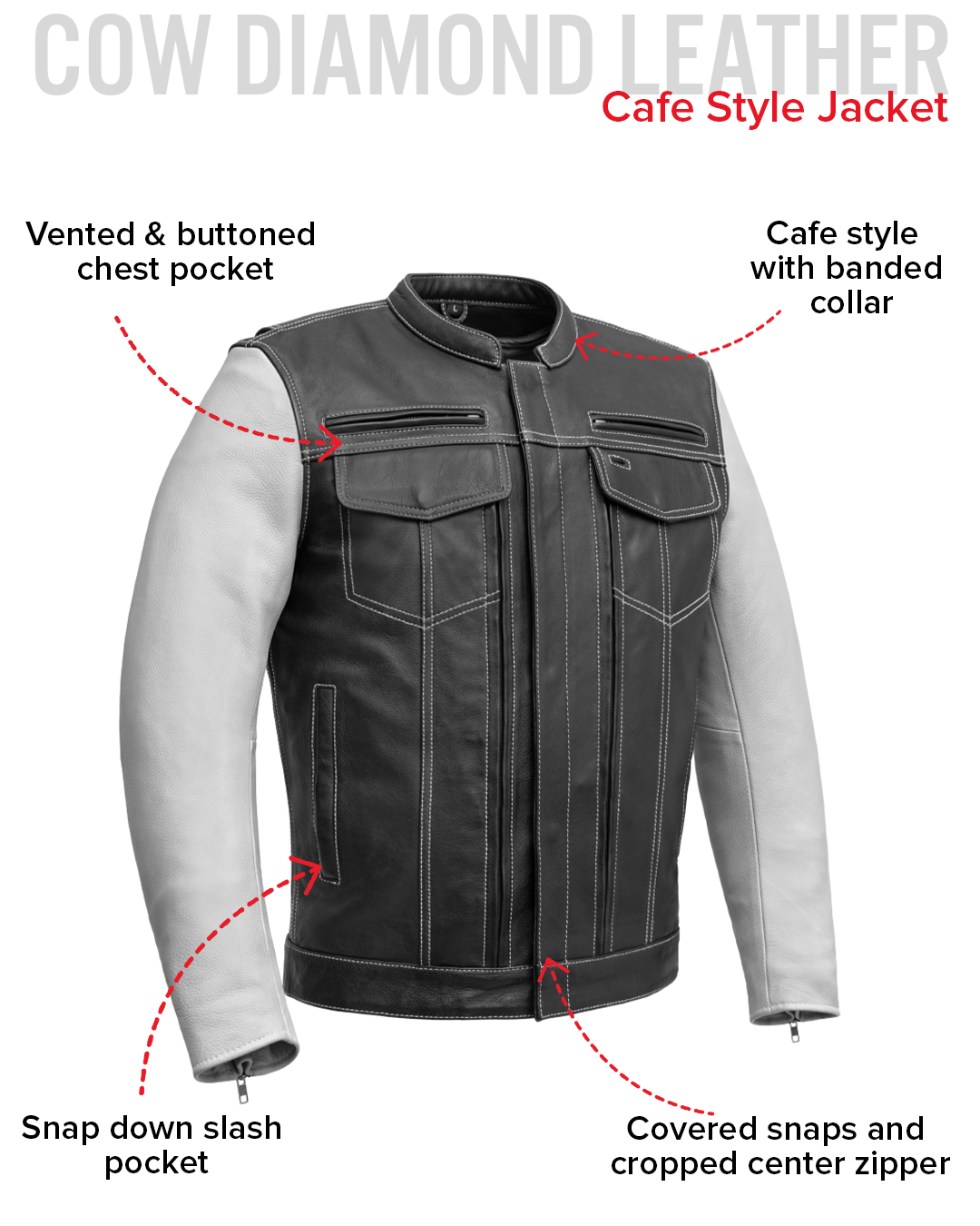 First Manufacturing Co. Vincent Men's Cafe Style Leather Jacket