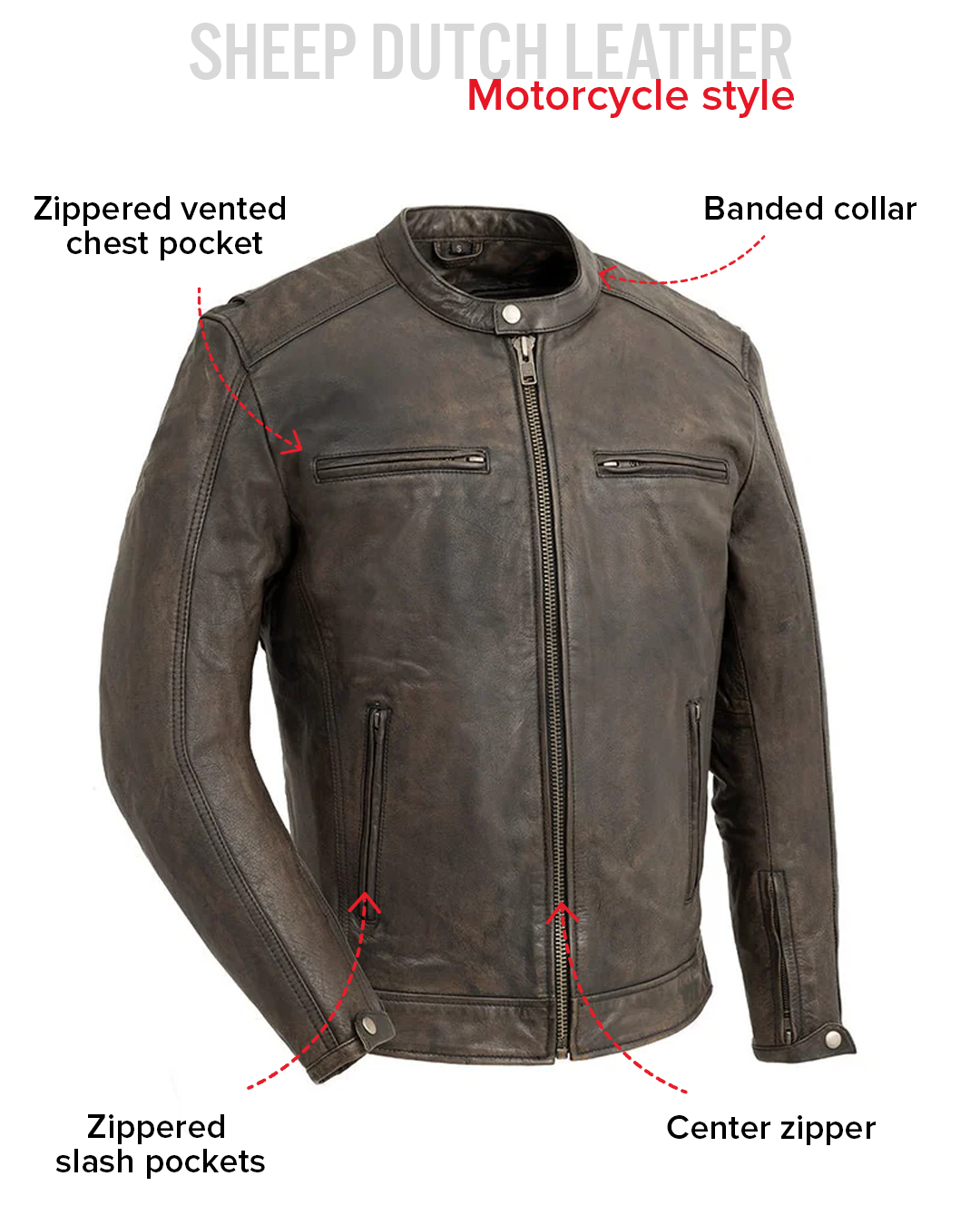 First Manufacturing Co. Hipster Men's Motorcycle Leather Jacket