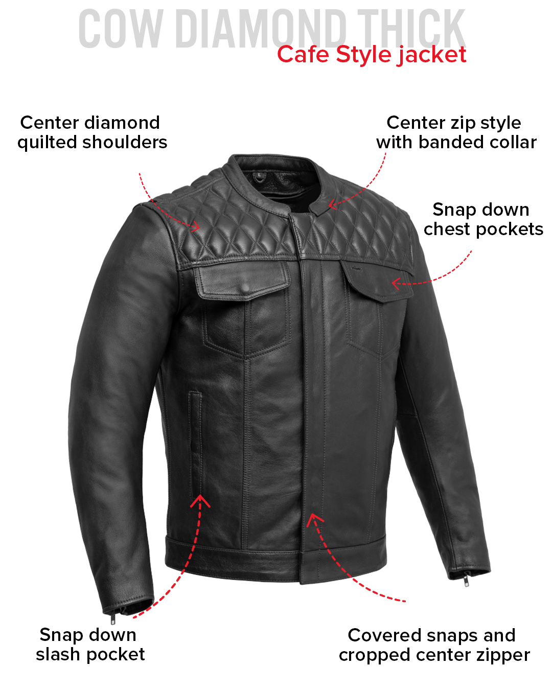 First Manufacturing Co. Cinder Men's Cafe Style Leather Jacket