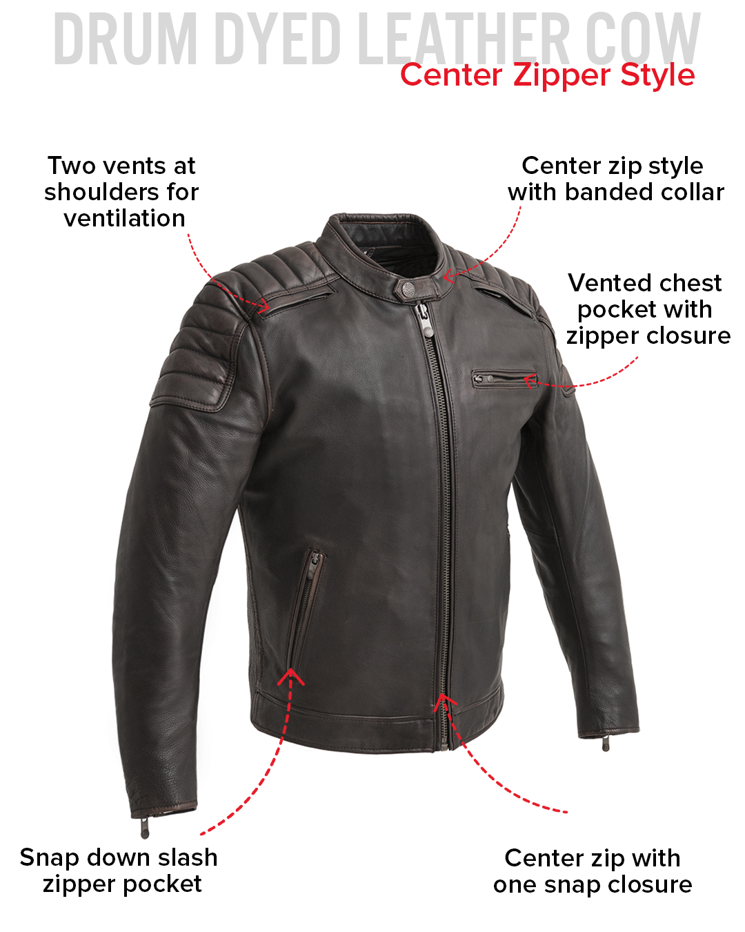 First Manufacturing Co. Crusader Men's Motorcycle Leather Jacket