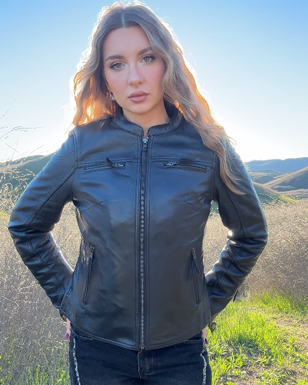 First Manufacturing Co.  Supastar Womens Motorcycle Leather Jacket
