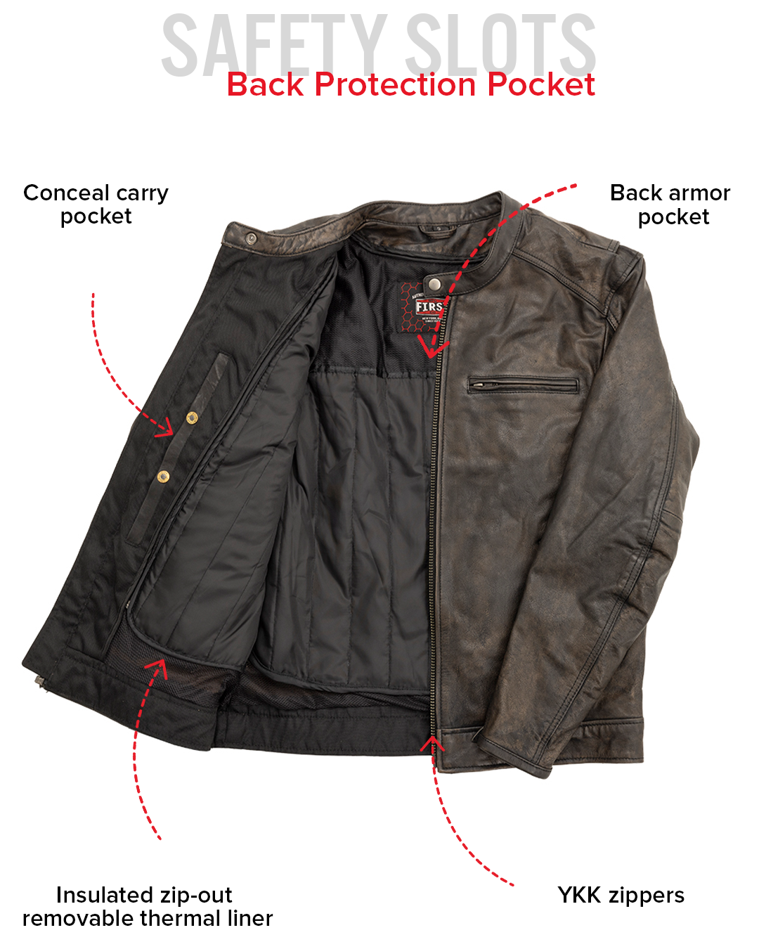 First Manufacturing Co. Hipster Men's Motorcycle Leather Jacket