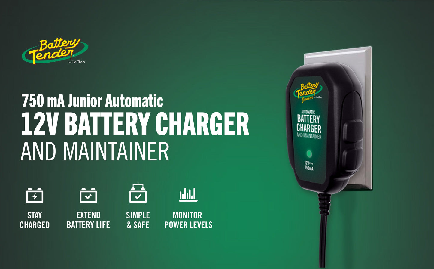 Battery Tender Junior 750mA 12V Battery Charger and Maintainer