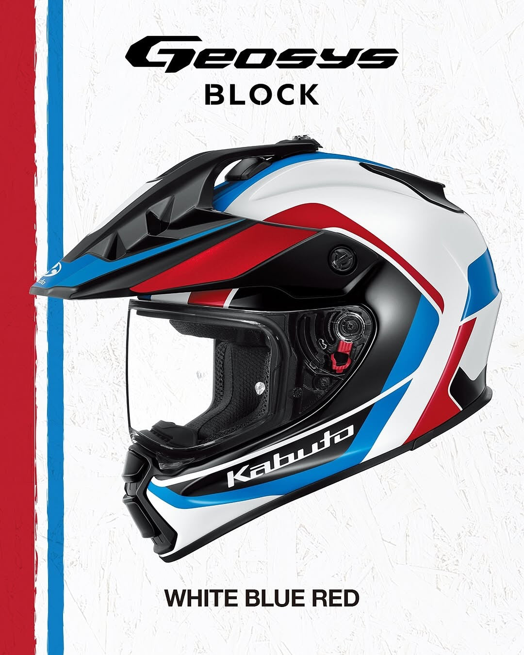 Kabuto GEOSYS GT  Motorcycle Helmet Mips BLOCK - White Blue Red