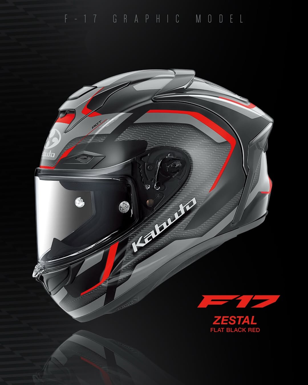 Kabuto F-17 GP Motorcycle Helmet Mips ZESTAL - Flat Black Red