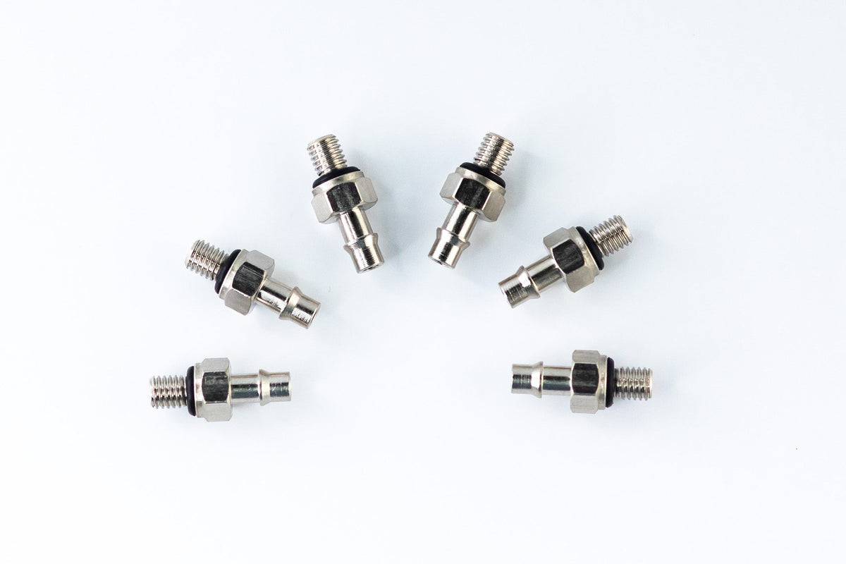 The Digi Sync Threaded Vacuum Port Adapters Fittings - M5x0.8x20 - 6-Pack