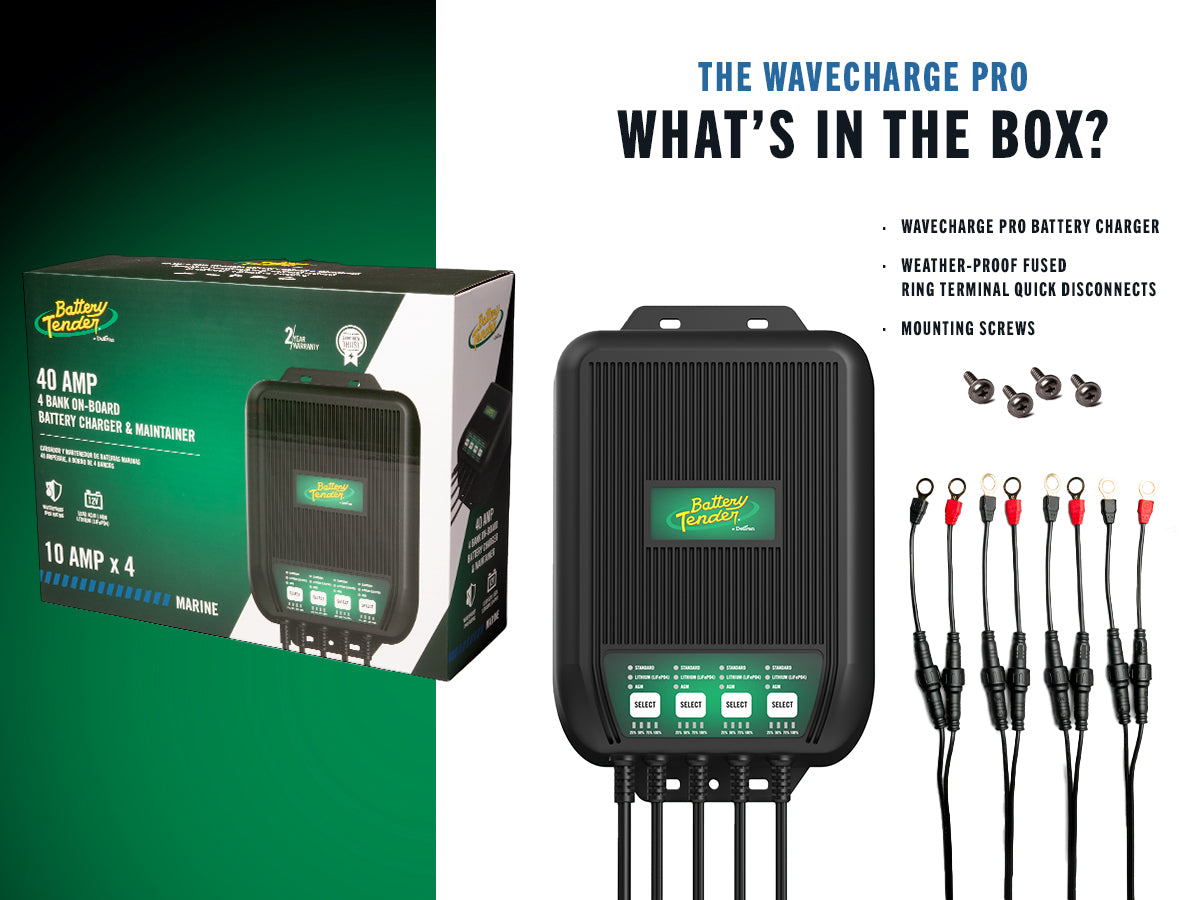 WaveCharge Pro 4-Bank 12V 40 Amp Battery Charger and Maintainer