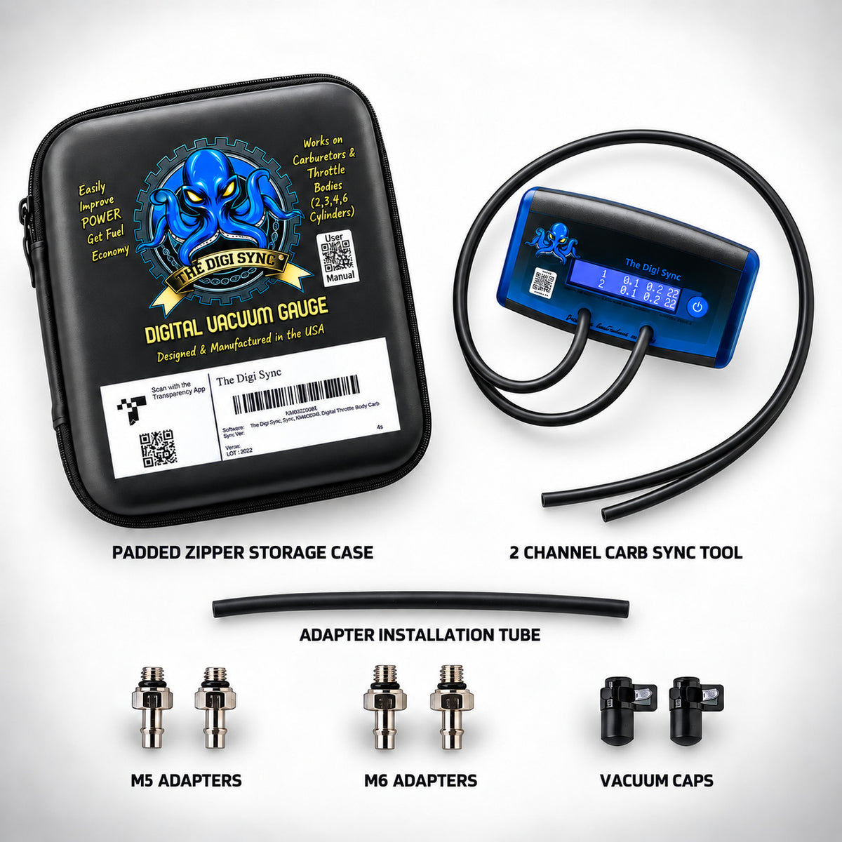The Digi Sync Digital 2 Channel Vacuum Gauge and Carb Sync Tool Kit ( Free Rental)