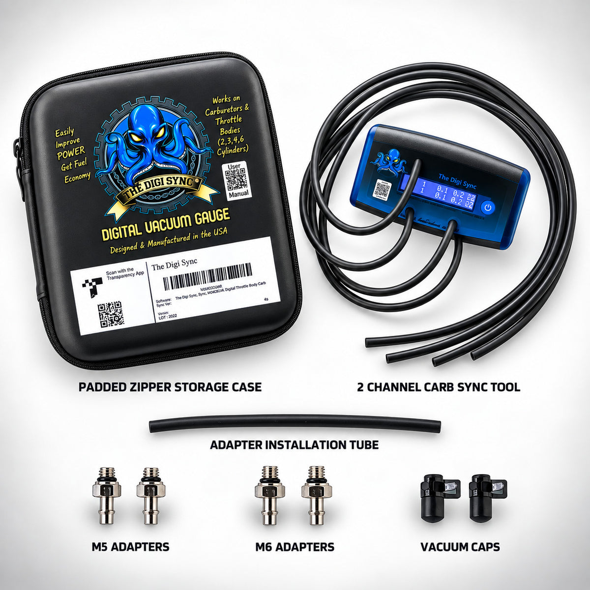 The Digi Sync Digital 4 Channel Vacuum Gauge and Carb Sync Tool Kit ( Free Rental)