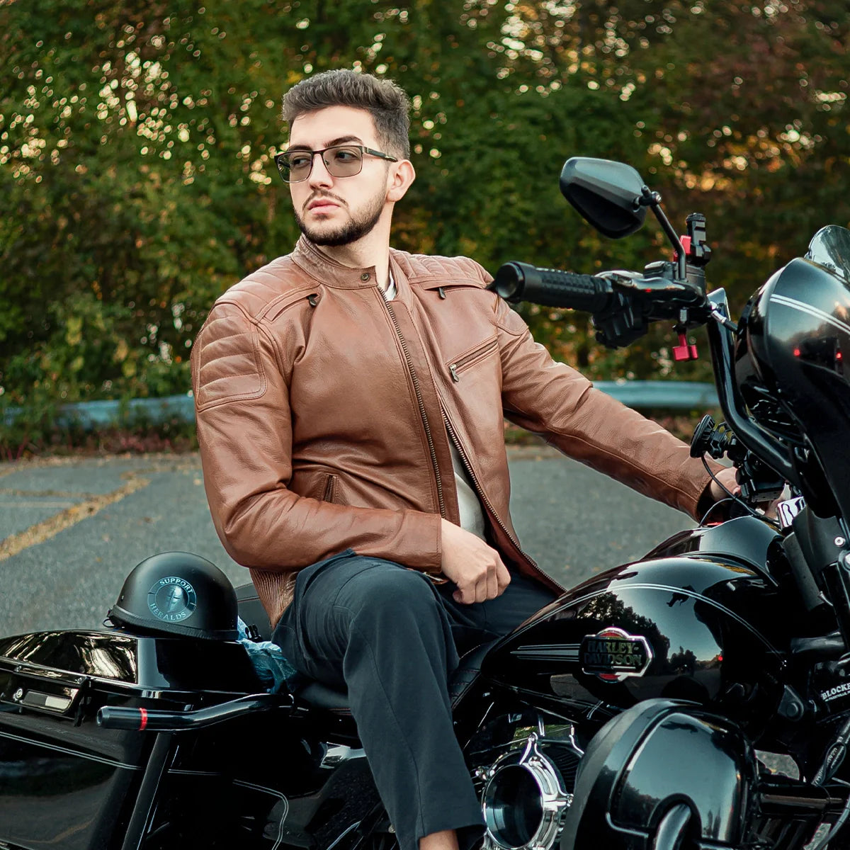 First Manufacturing Co. Crusader Men's Motorcycle Leather Jacket