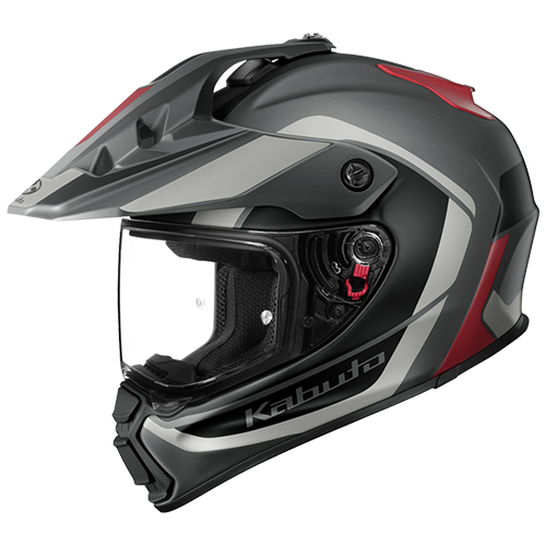 Kabuto GEOSYS GT Motorcycle Helmet Mips BLOCK - Flat Gunmetal Red