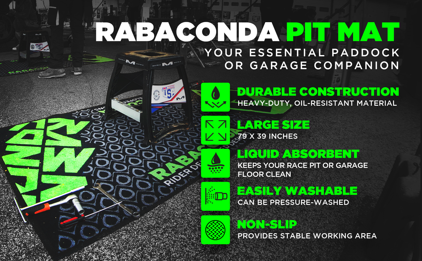 Rabaconda USA Motorcycle Pit Mat (6.6' x 3.3')