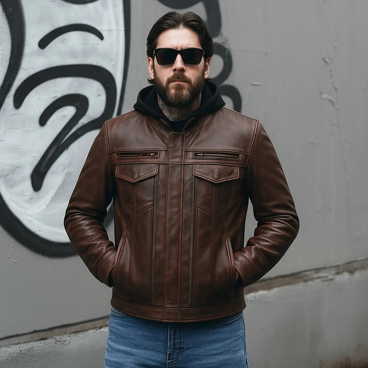 First Manufacturing Co. Raider Men's Motorcycle Leather Jacket