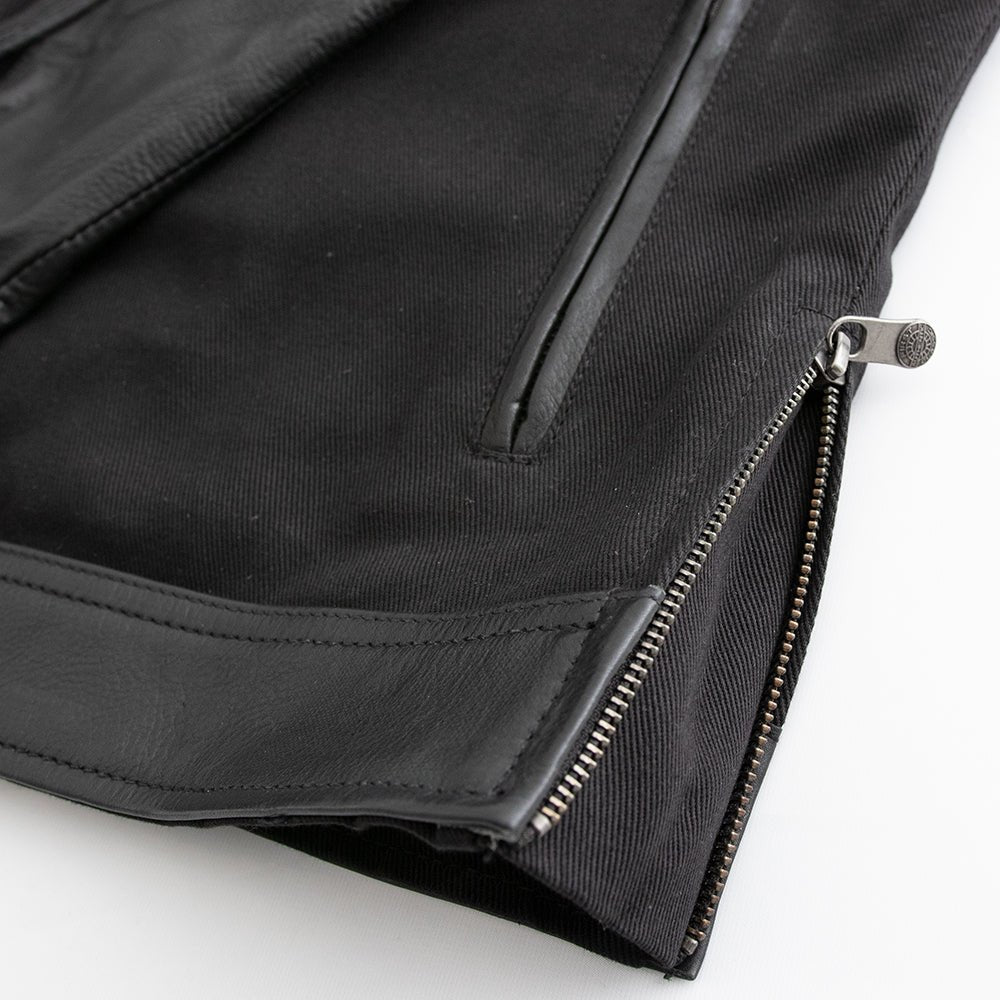 First Manufacturing Co. Daredevil Men's Motorcycle Twill/Leather Jacket