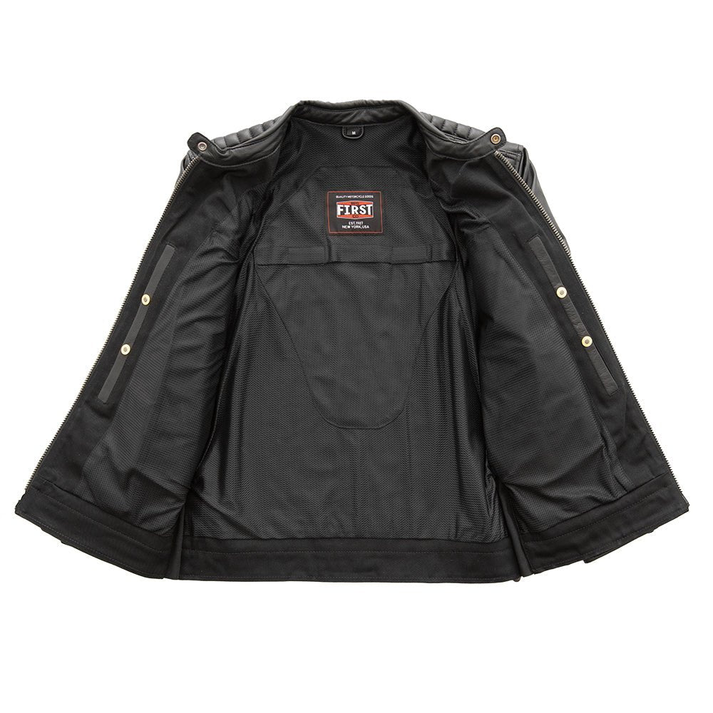 First Manufacturing Co. Daredevil Men's Motorcycle Twill/Leather Jacket