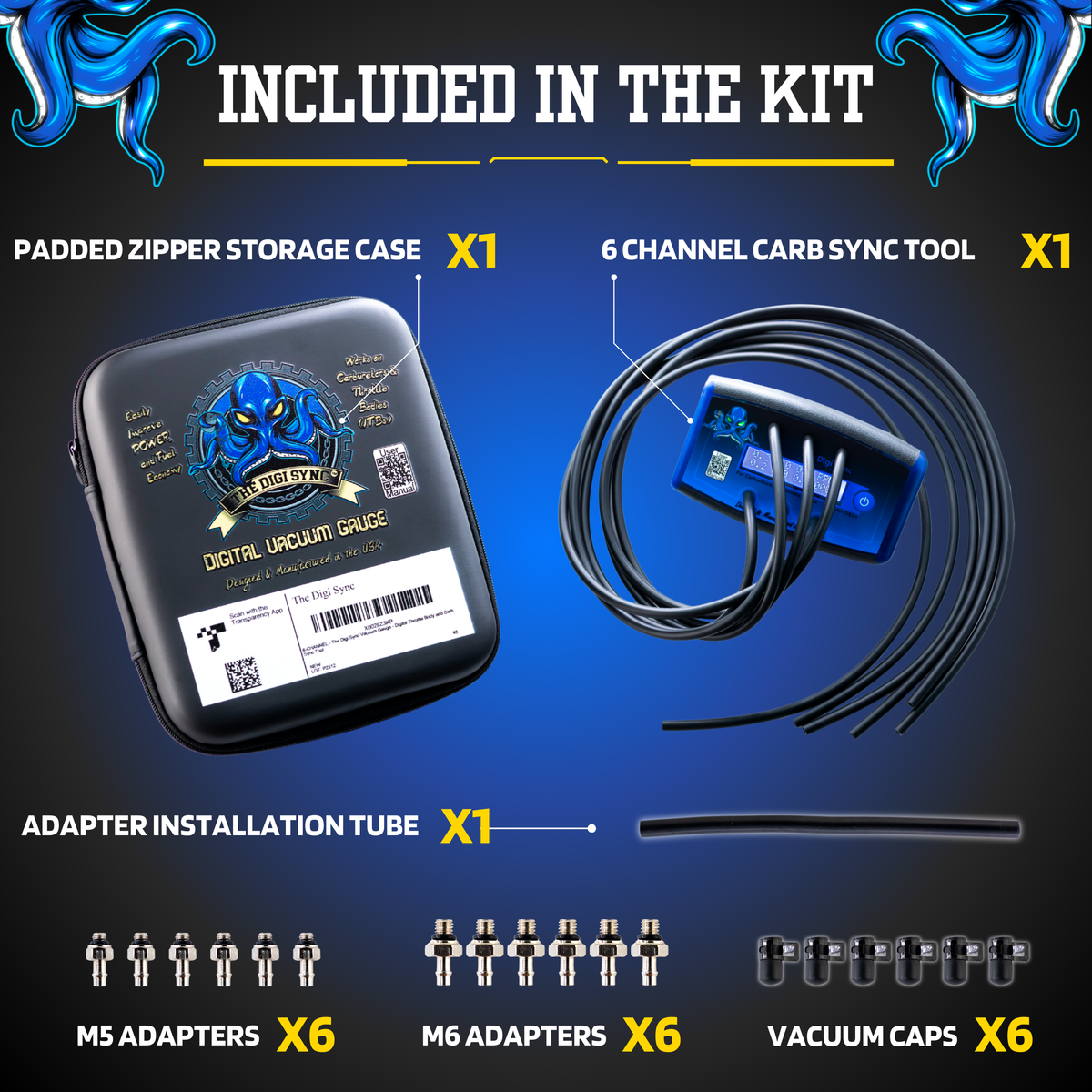 The Digi Sync - Digital Carb & Throttle Body Sync Tool - 2, 4, or 6 Channel